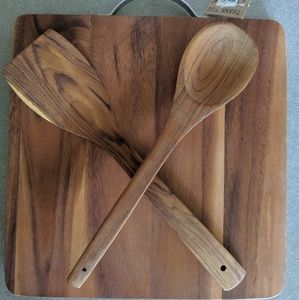 Cutting Board with Spatula and Spoon